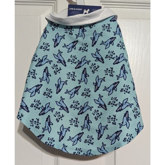 Life is Good Pet Small Dog Shirt Lightweight Button-Up Blue Shark Short Sleeve - Picture 2 of 6